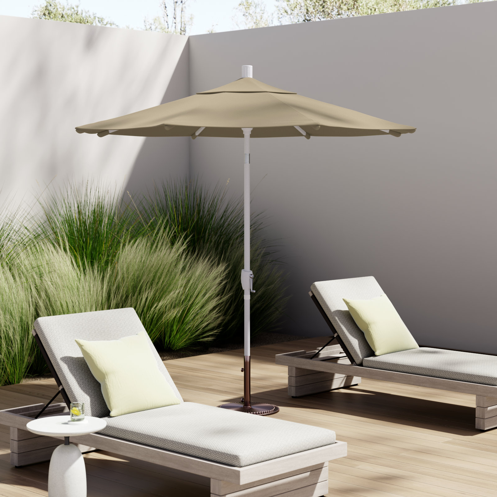 90'' Outdoor Umbrella, White, Antique Beige, Pacifica