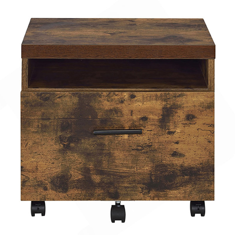 Weathered Oak And Black 1-Drawer File Cabinet