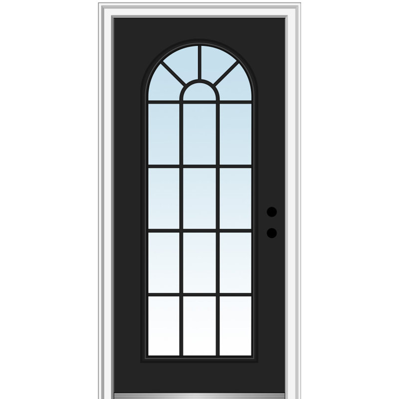 Porte d'entrée pré-montée, S'ouvre à gauche vers l'intérieur, H 81,75 po x l 33,5 po x P 4,56 po, Blanc brillant