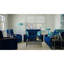 Canapé-lit rembourré avec rangement en microfibre bleue - Bois convertible d'aspect moderne avec garniture pour le confort
