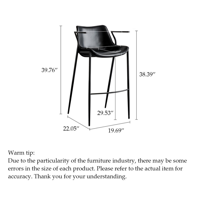 Modern And Simple Saddle Leather Backrest Bar Stools