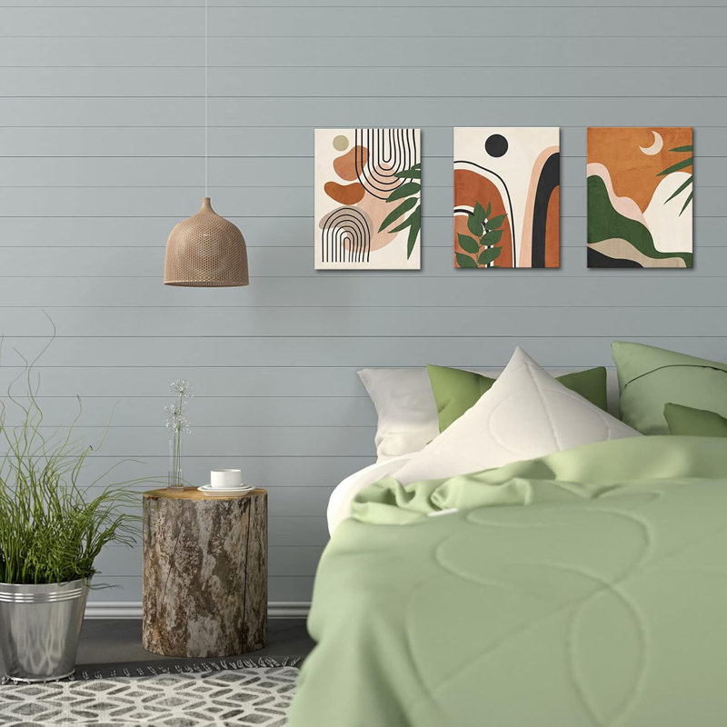 3 Piece Wrapped Canvas Print, Tan