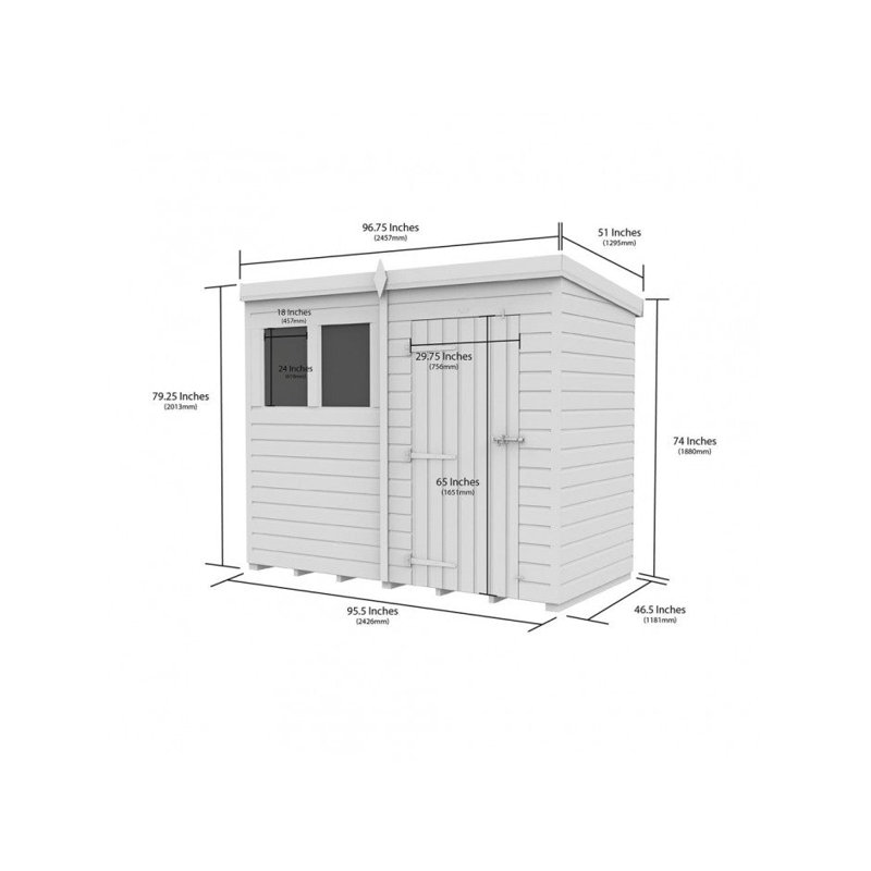 8x4 Pent Composite Shed