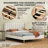 Queen Upholstered Wingback Platform Bed Frame with Vertical Channel Tufted Headboard, No Box Spring Needed, Cream-2001620277-1911900083