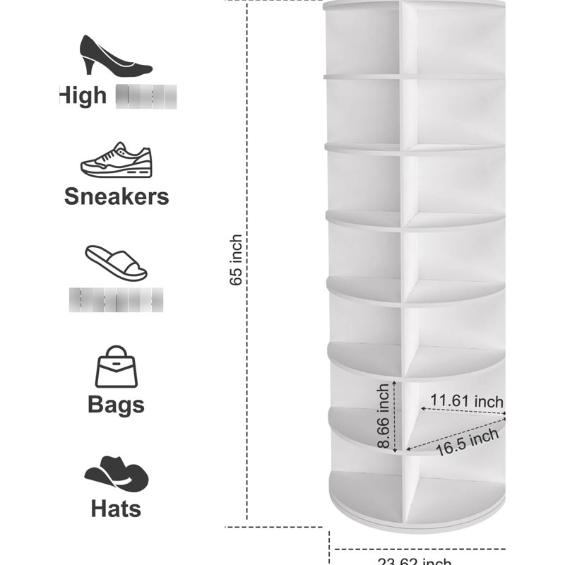 Unité de rangement à 7 niveaux pour chaussures rotative - Maximisez votre espace et votre organisation