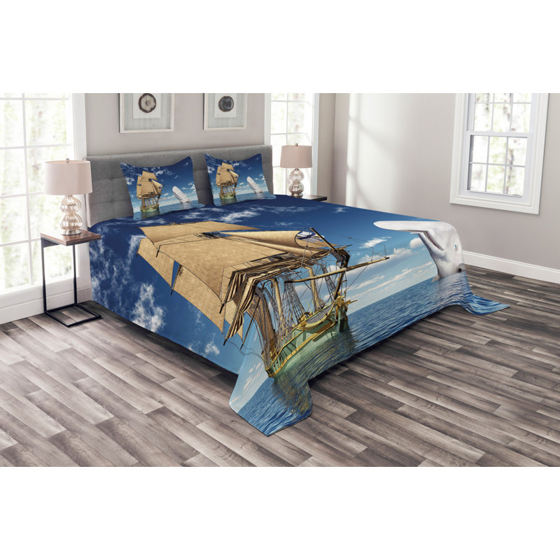 No Pattern Bedspread with Pillow Shams Included, 220 x 264 cm