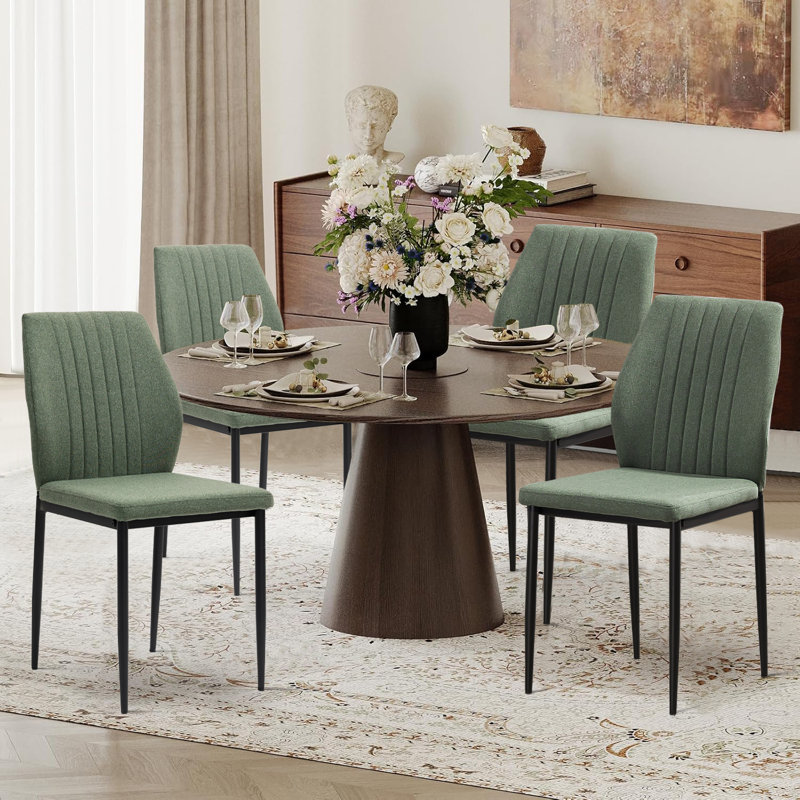 48cm H Fabric Upholstered Metal Side Chair, Green