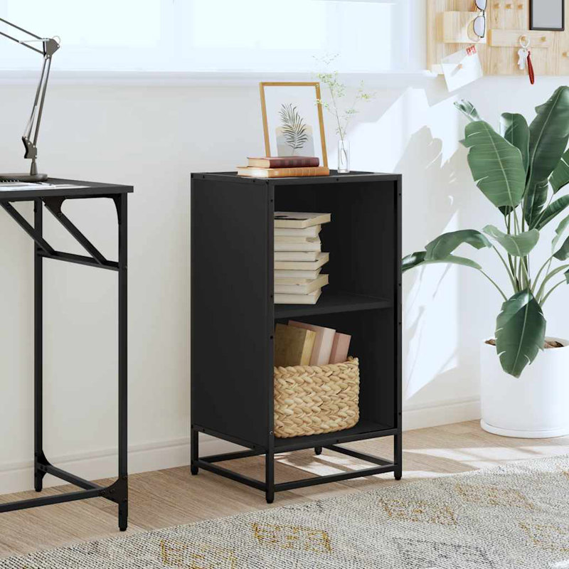 Borough Wharf Bookcase Engineered Wood, Black, 76cm H x 40cm W x 35cm D