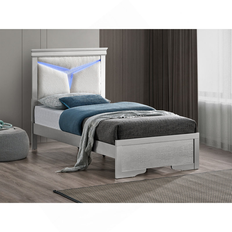 Lit simple (matelas non inclus), champagne argenté, Twin, Silver