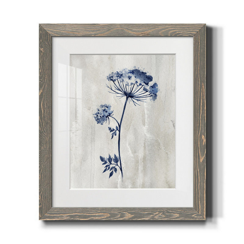 Indigo botanique I - impression, H 20 po x l 17 po x P 1,5 po, gris