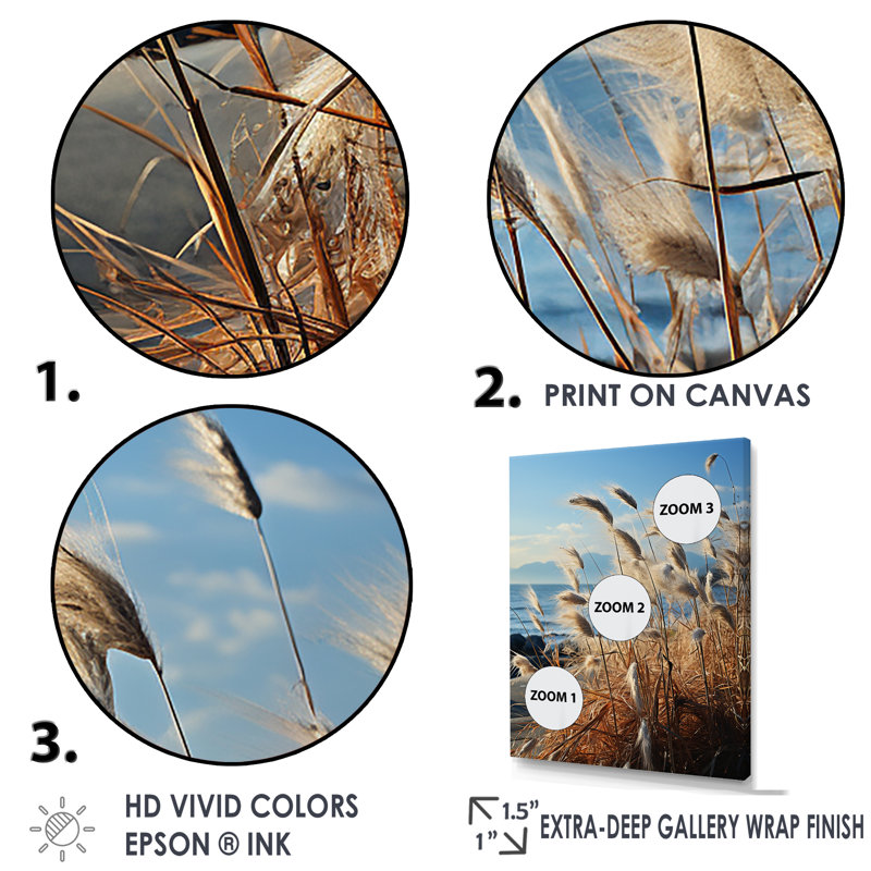 Beachgrass, photographie, horizon encadré sur toile, Cadre simple noir, H 32 po x l 24 po x P 1 po