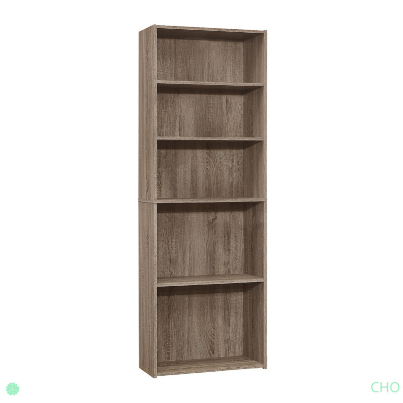 Bibliothèque, bibliothèque, 6 niveaux, H 72 po, bureau, chambre à coucher, stratifié, transitionnel, Taupe