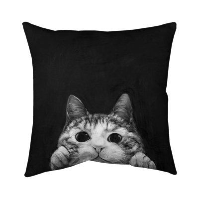 Curious cat - 16"x16" Throw pillow - Poly twill - Print on demand
