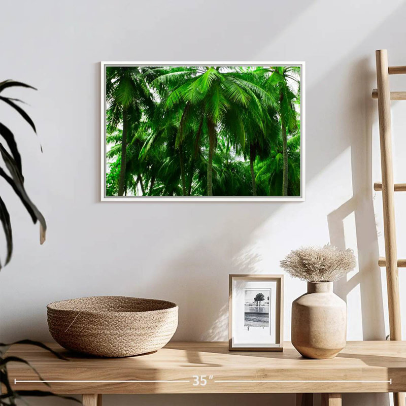 Palmier forêt, Cadre flottant blanc, 19 po x 13 po