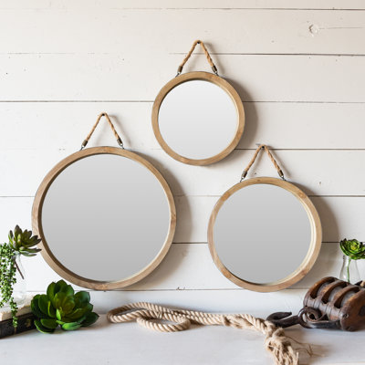 WOOD FRAMED MIRRORS SET OF 3