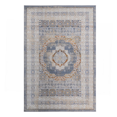 6X9 Blue/Ivory /Medallion Non-Shedding Living Room Bedroom Dining Home Office Stylish And Stain Resistant Area Rug