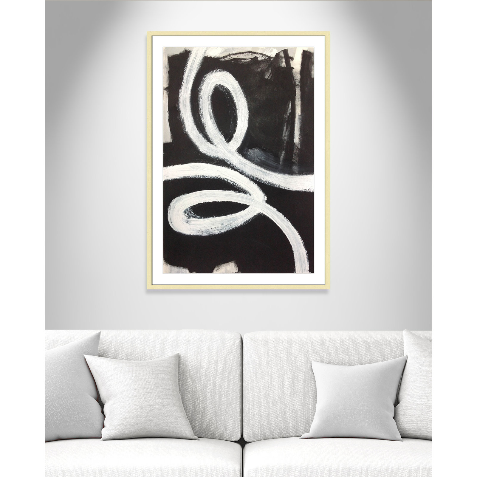 Swirly Swirls I Print, 41.5" H x 29.5" W x 0.01" D, Gold Matted Picture Framed