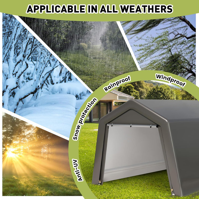 Outdoor Portable Metal Storage Shed, 234.7cm H x 243.8cm W x 243.8cm D
