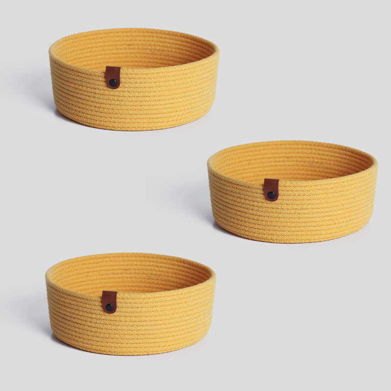 Ebern Designs Cotton Decorative Basket, Yellow