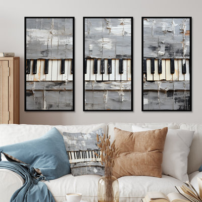 Minimalism Grey And White Piano Keys - Piano Wall Art