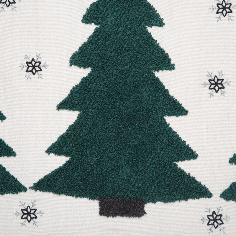 Pine Grove Plaid Embroidered Cotton Reversible Throw Pillow