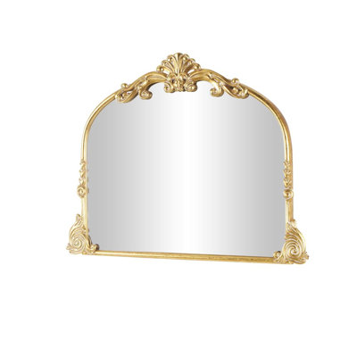 Audranna Gold Metal Scroll Tall Ornate Arched Baroque Room Floor Mirror, 28" x 1" x 48"