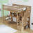 Twin Wood Loft Bed With Built-In Desk And LED Light And Staircase-1958894538