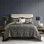 Couvre-lit 5 pièces très grand noir élégant avec coussins décoratifs