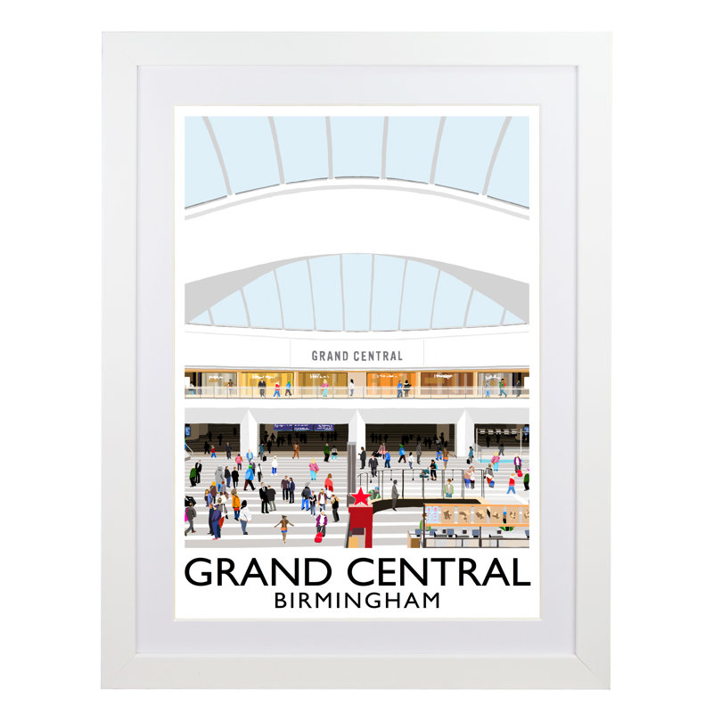 Grand Central Birmingham by Richard O'Neil - Print, White Wood Frame, 43.5 cm H x 33.5 cm W x 2.2 cm D