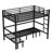 Black Twin Xl Metal Bunk Bed With Three - Part Pull Out Lower Bunk, One Piece Guardrail On Top, Multifunctional For Home Living Section Bedroom