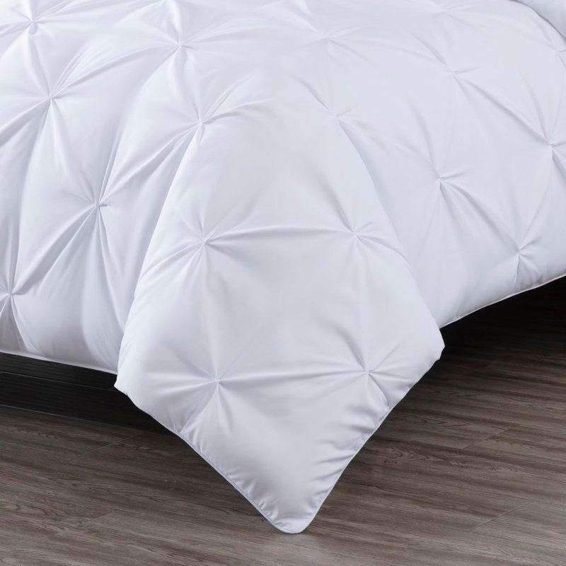Berlin Pintuck Microfiber 3-Piece Comforter Set, White, Extra Wide King Comforter + 2 King Shams