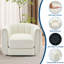 360° Swivel Barrel Accent Chair, Stuffed Velvet Upholstered Round Armchair - Striped Backrest - Soft Seat Cushion - Lounge Chair for Living Room/Bedroom/Vanity, Stuffed Velvet | Beige