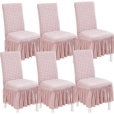 Dining Chair Covers – Mauve – 6-Pack, Stretch, Washable, Slipcovers With Skirt, Universal Fit, Home/Party/Kitchen/Holiday Decor