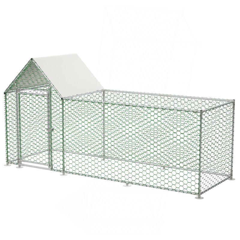 Cage à poulailler avec poulailler 10 x 3 pi, H 59,6 po x l 119,1 po x P 42,2 po