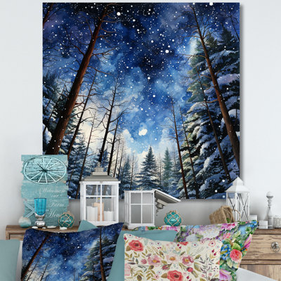 «Blue and White Winter Forest Wonderland - Fruits», art mural