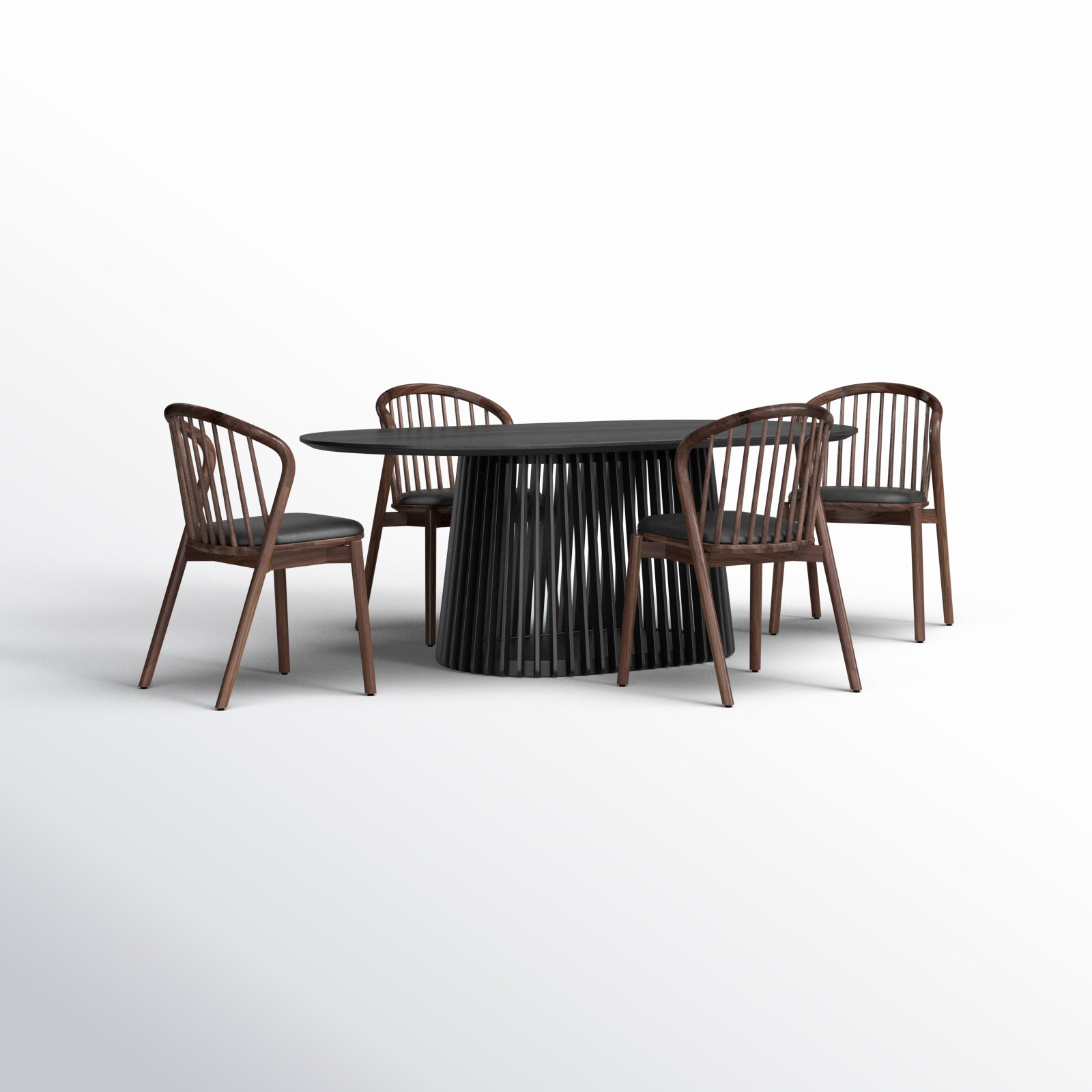 5 - Piece Extendable Dining Set, Black, Walnut