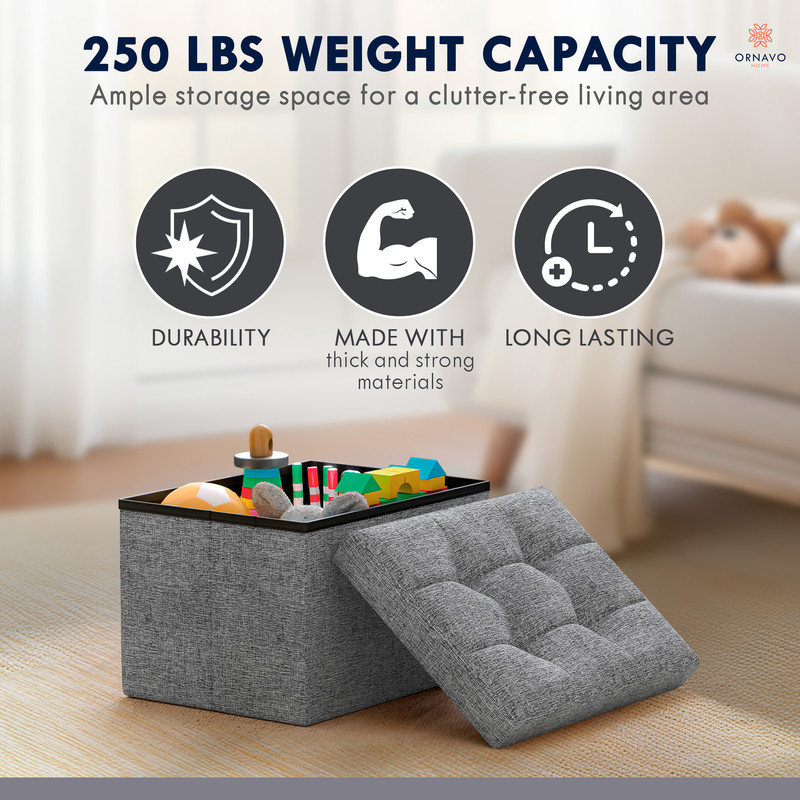 Michaelene Upholstered Ottoman, Gray