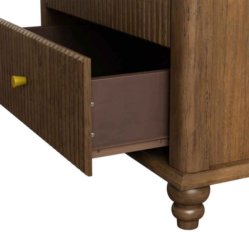 Commode 5 tiroirs cannelée, Noyer