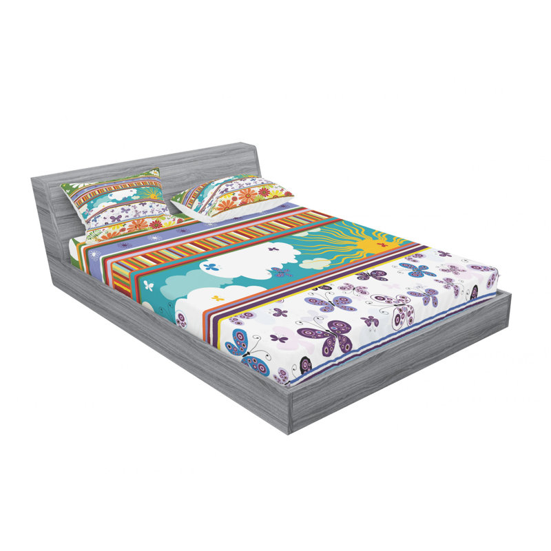 Ensemble de draps Daisy, Ensemble de drap pour grand lit avec drap-housse