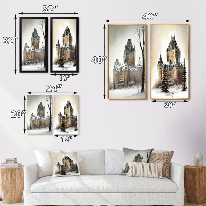 «Winter Season Chateau Frontenac», 2 pièces, H 40 po x l 40 po, Toile tendue