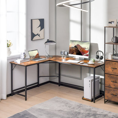 Raulston L-Shaped Metal Base Computer Desk