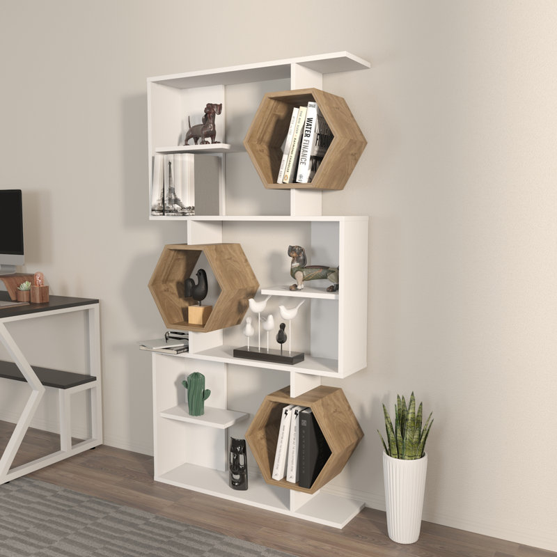 Lile 171cm H x 90cm W Bookcase, White/Brown