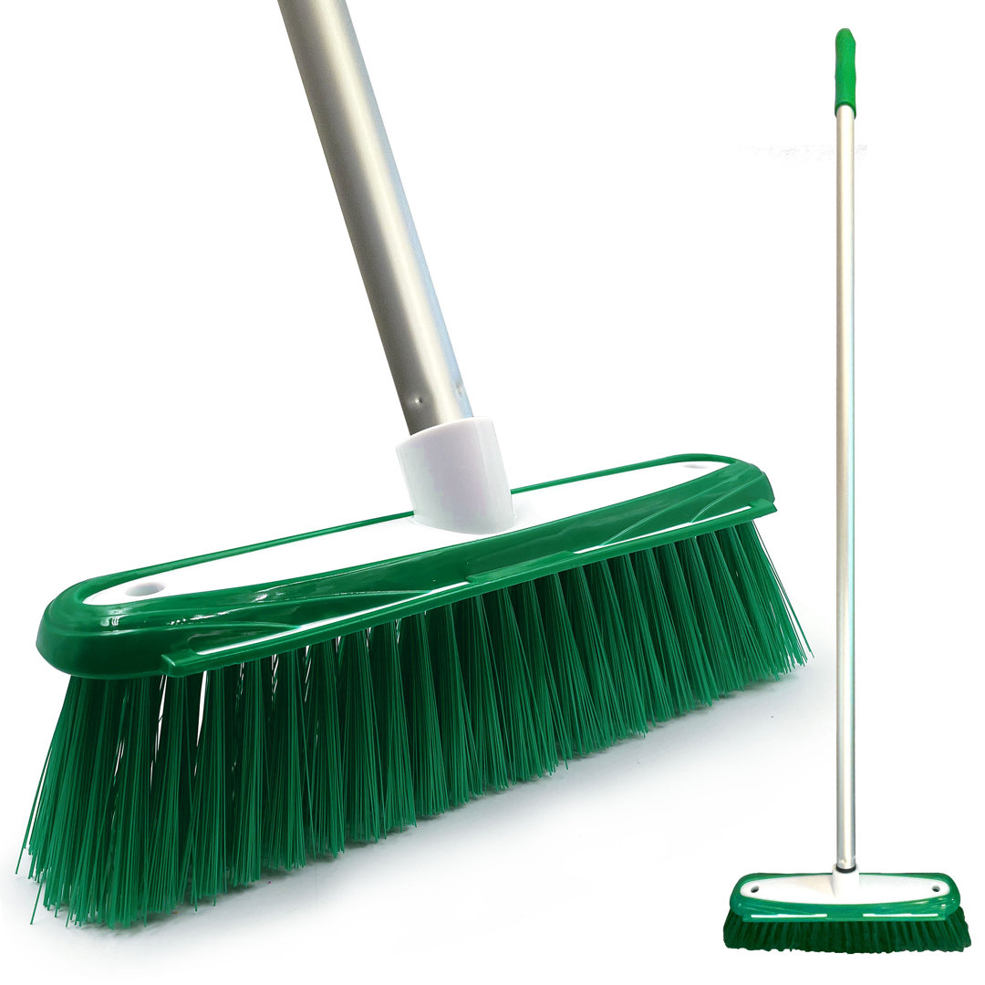 B&Q - Green Colour-Coded Soft Indoor Sweeping Brush With Built-In Floor Scraper - Image 3