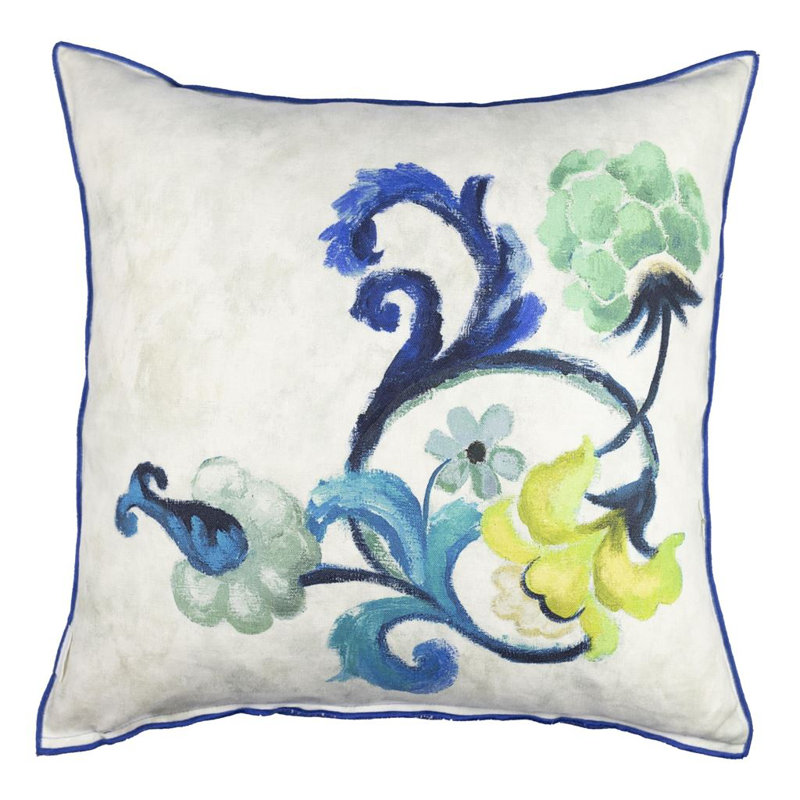 Osier Damasse Decorative Pillow, Cobalt