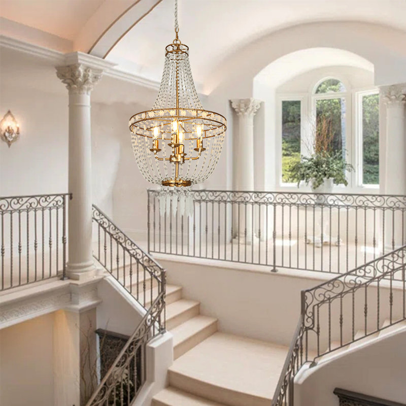 Caimen 4-Light Crystal Empire Chandelier with Crystal Accents