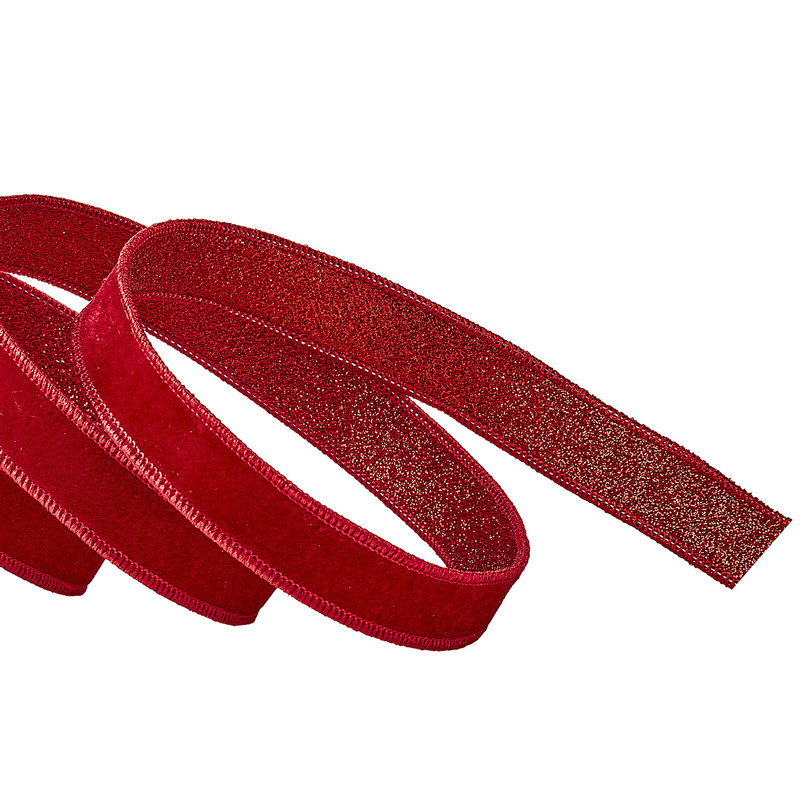 1 po X10Y velours avec ruban à paillettes, Red