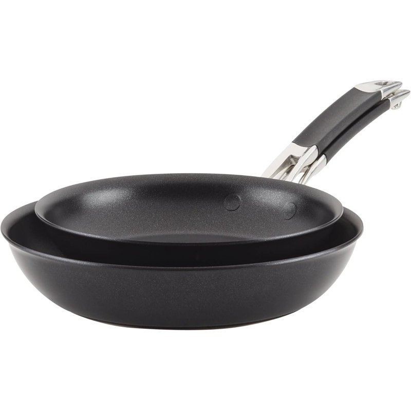 Anolon Hard Anodized Nonstick Nesting Frying Pans / Skillet Set, 2 Piece, 10" & 12"