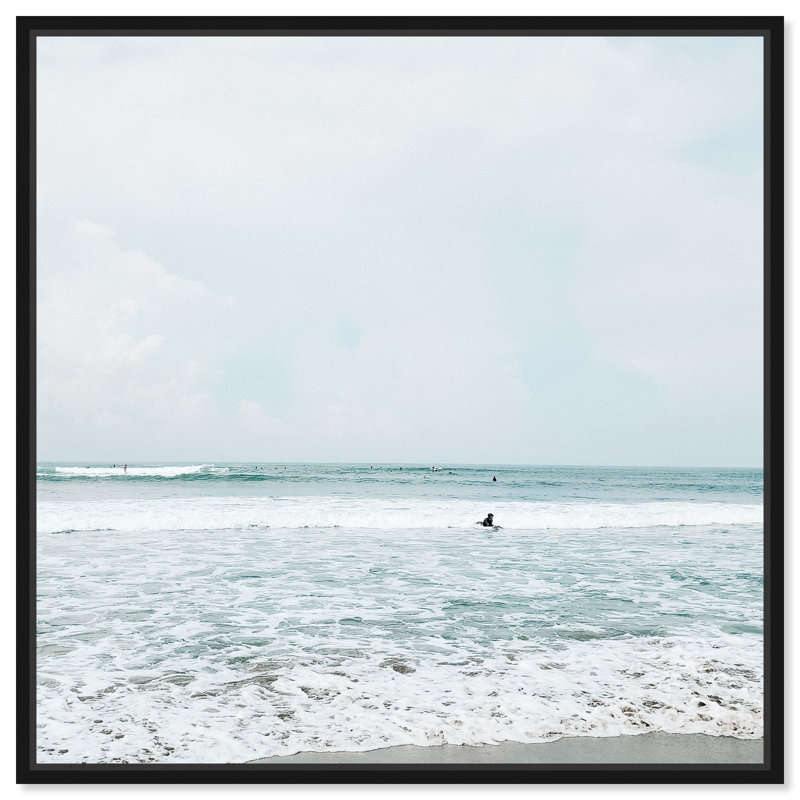 Art mural Canggu Surf par Notoriart, Cadre noir, H 13 po x l 13 po