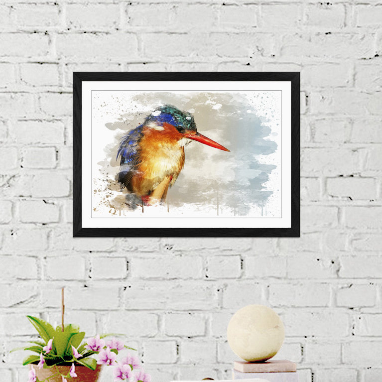 Kingfisher Bird - Wall Art, 45cm H x 62cm W, Framed Picture