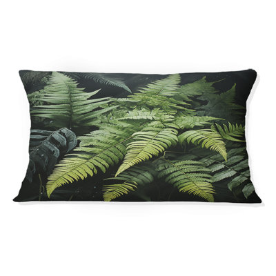 Coussin décoratif à imprimé fougères vertes et noires Dynamic Contrast II - Ferns